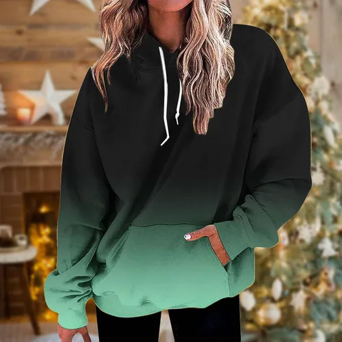 Vista 4 de Sudaderas con capucha para mujer con cordón y estampado de moda