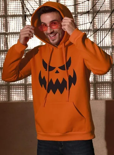 Vista 5 de Arvilhill Sudadera con capucha de calabaza de Halloween para hombre