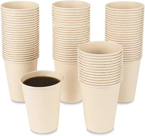 Vista 11 de Tazas de papel de café desechables, bebida caliente marrón de fibra vegetal 160 unidades 8 oz