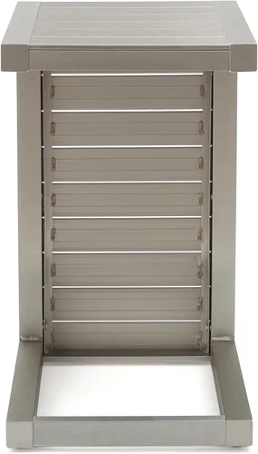 Vista 14 de Christopher Knight Home Cape Coral - Sillas de aluminio para exteriores con mesa auxiliar, color caqui y plateado