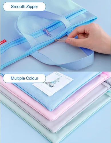 Vista 9 de Calculadora de escritorio de bolsillo de tamaño pequeño y bolsa de archivos impermeable de doble bolsillo grande con asa