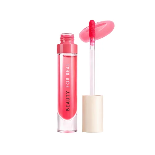 Vista 7 de Beauty For Real Lip Revival Hi-Shine - Aceite labial hidratante, boina de frambuesa (rosa transparente) - Ligero - Antiadherente, acabado brillante