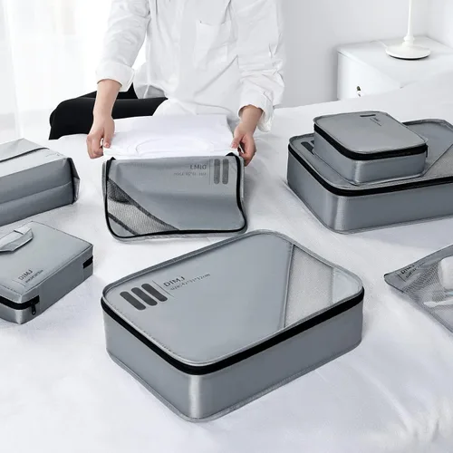 Vista 5 de DIMJ Cubos de equipaje para viajes, paquete de 8 organizadores de equipaje para maleta, juego de bolsas organizadoras portátiles de maleta