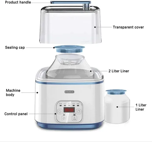 Vista 3 de Máquina de enzima de yogur multifuncional automática Máquina de fermentación líquida de gran capacidad para el hogar Fabricante de yogur