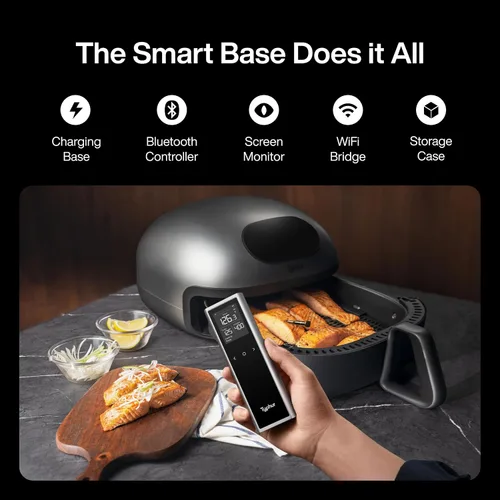 Vista 3 de Typhur Sync One - Termómetro inalámbrico inteligente para carne: base independiente con pantalla LCD, rango ilimitado de WiFi y Bluetooth
