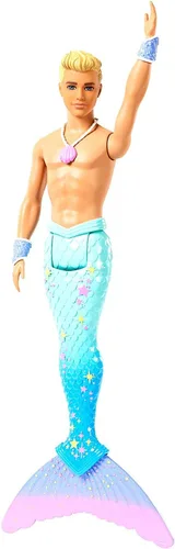 Vista 8 de Barbie Dreamtopia - Muñeca Merman, aproximadamente 12 pulgadas con cola de arcoíris azul y pelo rubio, para niños de 3 a 7 años