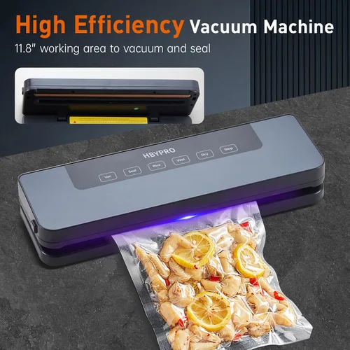Vista 4 de Máquina selladora al vacío compacta con 10 bolsas de vacío, vacío y sellado automático, potente succión de 65 kPa, aspiradora de pulso