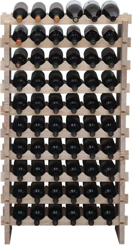 Vista 9 de Estante de madera maciza apilable para vino (60 botellas, color natural)