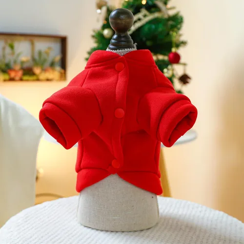 Vista 5 de Pijamas de Navidad para perros, ropa acolchada de invierno para mascotas, suéter con capucha para perro, chaqueta para perro, chaleco para perro