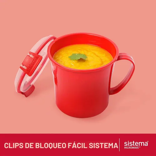 Vista 2 de Sistema Taza de sopa para microondas con tapa y ventilación de liberación de vapor