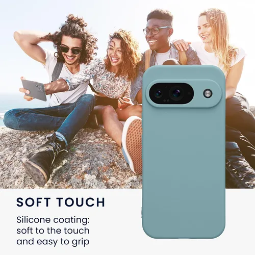 Vista 4 de kwmobile Funda compatible con Google Pixel 9 - Funda protectora delgada de TPU para teléfono - Acabado mate suave - Piedra antigua