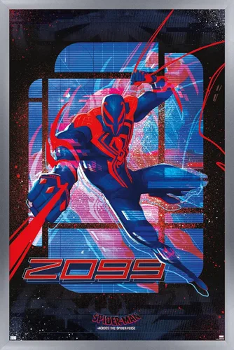 Vista 11 de Marvel Spider-Man: Across the Spider-Verse - Póster de pared de Spider-Man 2099, 22.4 pulgadas de largo x 14.7 pulgadas de ancho, versión enmarcada