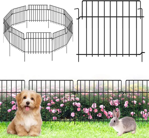Vista 8 de Paquete de 10 barreras de jardín para cercas de animales de 1.44 pulgadas, espacio total de 10.8 pies de largo x 24 pulgadas de alto, alambre