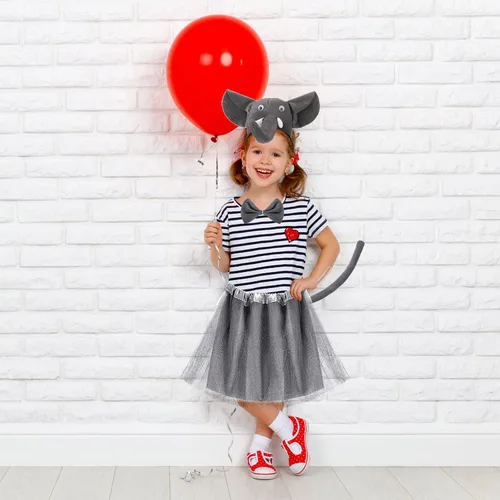 Vista 7 de 2 Sets Animal Kid Costume CheetahTigerPigElephant with Headband Tail Bow Tie Tutu Skirt Nose for Girl Toddler Halloween