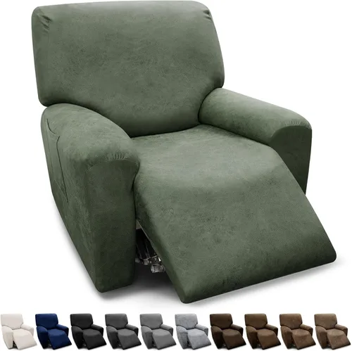 Vista 26 de Fundas para Sillón de 2 Piezas con Cojín en T, Fundas de Aspecto de Cuero para Sofá, Fundas para Sillas, Protector de Muebles Elástico, Funda