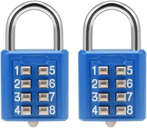 Vista 9 de uxcell® Candado de combinación de 8 dígitos para armario de armario negro 2 piezas