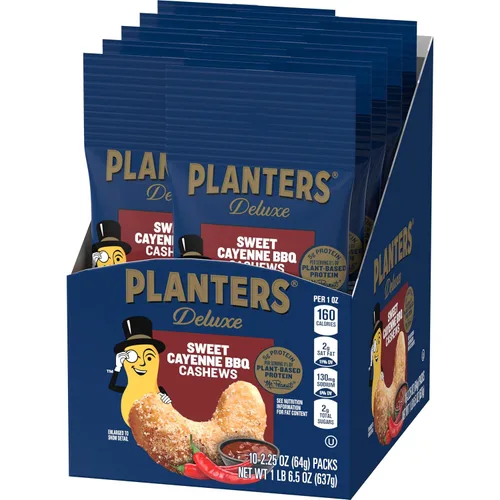 Vista 12 de PLANTERS Anacardos de lujo, aperitivos de fiesta, proteína a base de plantas, bolsa de 2.25 onzas (paquete de 12)