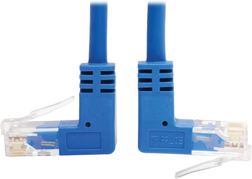 Vista 9 de Tripp Lite Cable Ethernet Cat6 en ángulo recto, Cable de conexión de red UTP delgado moldeado Gigabit, azul, 20 pies (N204-S20-BL-RA)