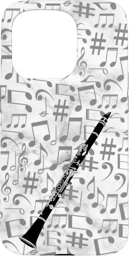 Vista 14 de Clarinet Phone Case - Music Notes - White Background Case for iPhone 17