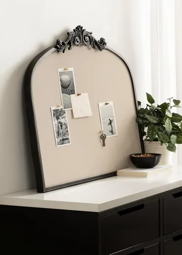 Vista 4 de Kate and Laurel Arendahl Vintage Ornate Framed Wide Arch Pinboard Negro