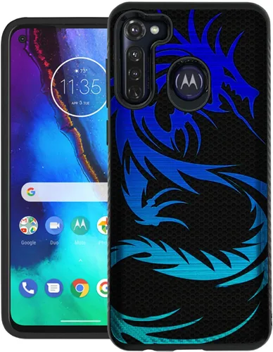 Vista 7 de CasesOnDeck Funda de agarre compatible con [Motorola Moto G Stylus (2020) [Brushed Armor] - Funda delgada y resistente, color negro mate (astronauta)