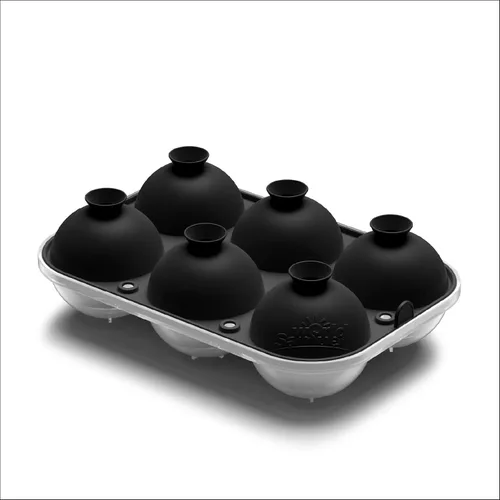 Vista 2 de Samuelworld - Gran molde para bolas de hielo con tapa, bolas de hielo de 6 x 2,5 pulgadas - Sin BPA, bandeja de hielo redonda de silicona fácil