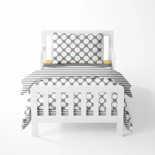 Vista 12 de Bacati Playful Foxs - Juego de ropa de cama neutra de 4 piezas, naranja/gris, 100% algodón, incluye edredón reversible, sábana bajera, sábana