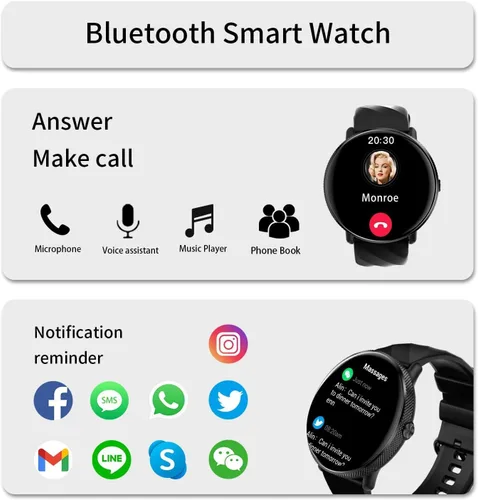 Vista 6 de Reloj inteligente para hombres y mujeres, pantalla AMOLED de 1.43 pulgadas (respuesta/hacer llamadas), rastreador de fitness y salud con frecuencia