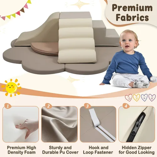 Vista 4 de Merax - Juguetes de escalada de interior para niños pequeños, 6 piezas de bloques de escalada de espuma suave Set de juego suave Climb & Slide