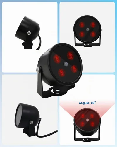 Vista 5 de 4 LED impermeable IR iluminador 90 grados gran angular luz infrarroja