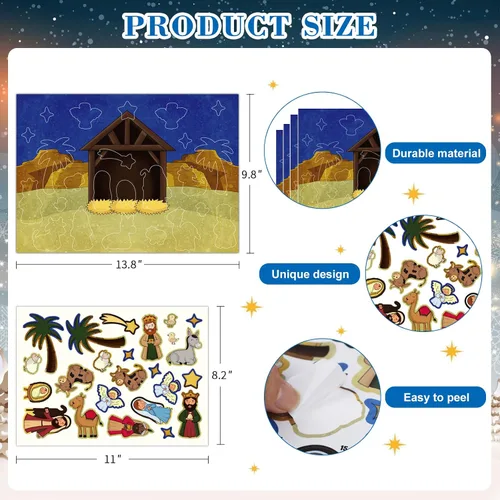 Vista 7 de D4DREAM Calcomanías de Natividad, calendario de Adviento para niños, calendario de Adviento de Navidad, calcomanías de calendario de cuenta