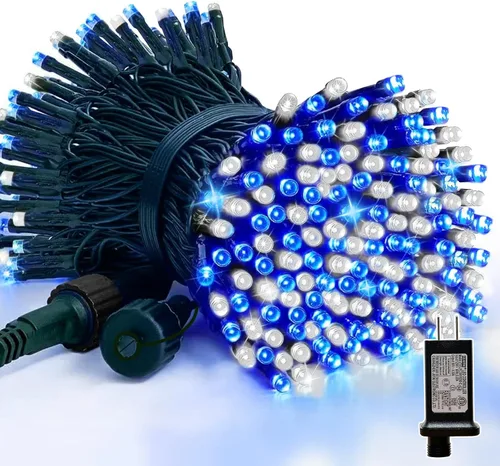 Vista 14 de Cadena de luces decorativas navideñas de 33 pies, 100 luces LED de alambre verde, luces de hadas estrelladas enchufables, 16 modos de iluminación