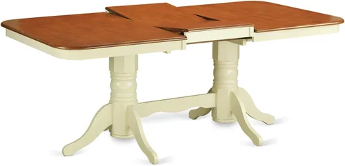 Vista 4 de East West Furniture NAPL7-WHI-C - Juego de mesa de cocina de 7 piezas que consta de una mesa de comedor rectangular con hojas de mariposa y 6 sillas
