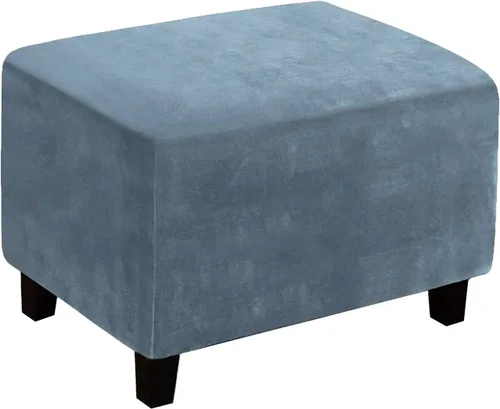 Vista 13 de Funda otomana, fundas otomanas de terciopelo rectangular y elásticas para taburete de pie para sala de estar, protector de muebles de almacenamiento