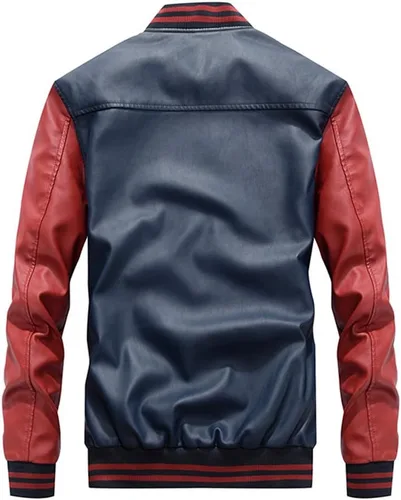 Vista 3 de Lavnis Chaqueta de piel sintética para hombre, cuello alto, abrigo ajustado, Negro
