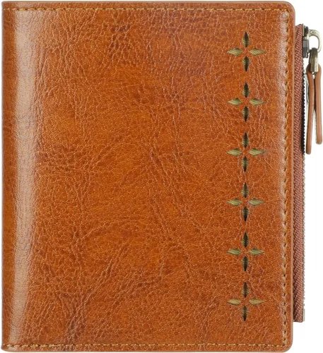 Vista 23 de Lavemi Carteras ultrafinas de cuero compacto para mujeres y niñas, con bloqueo RFID, tarjetero para tarjetas de crédito para mujeres 1-púrpura