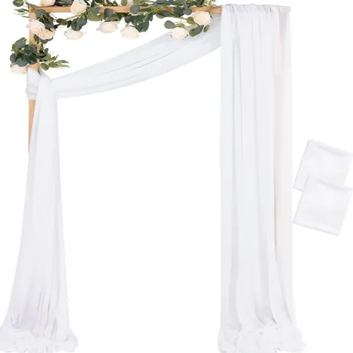 Vista 10 de MLMC 1 panel de tela para arco de boda azul bebé, 29 x 20 pies, cortinas de gasa extralargas transparentes de 6.6 yardas, paneles de cortinas