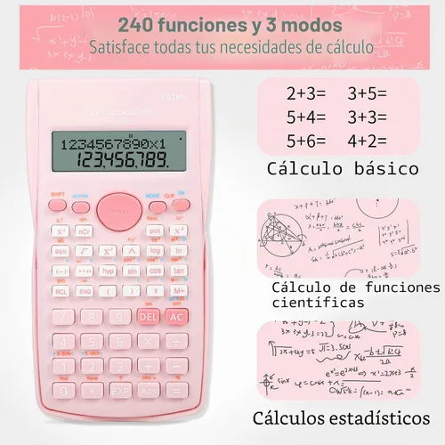 Vista 2 de Calculadora científica, Calculadora de dos líneas linda, Calculadora de matemáticas con función para estudiantes de álgebra y geometría, Calculadora