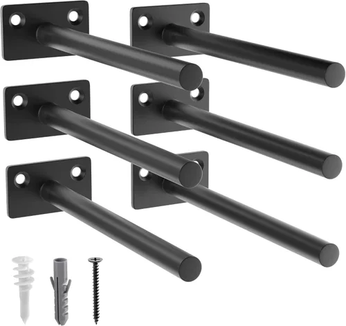 Vista 12 de 12-Pack 10 inch Floating Shelf Brackets, Hidden Shelf Bracket for Wood Negro-paquete de 12