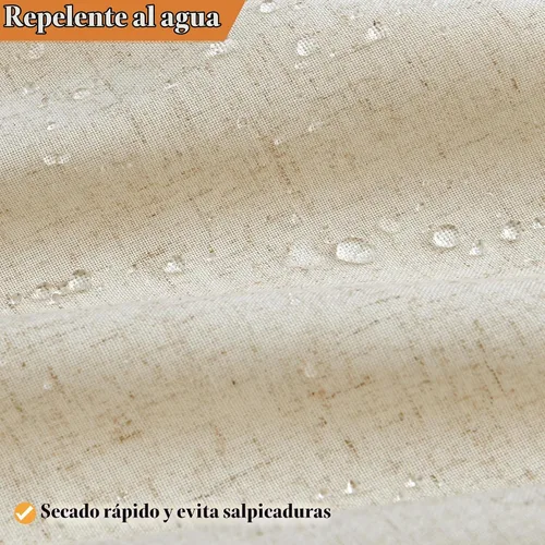 Vista 5 de Nanspring Cortina de ducha de lino para baño, 72 x 72 pulgadas, 1 panel Beige