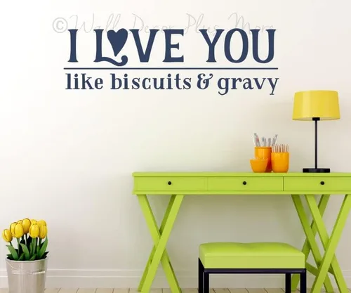 Vista 3 de Calcomanía para decoración de pared con texto en inglés "I Love You Like Biscuits Salsa Palabras de vinilo Lettering San Valentín