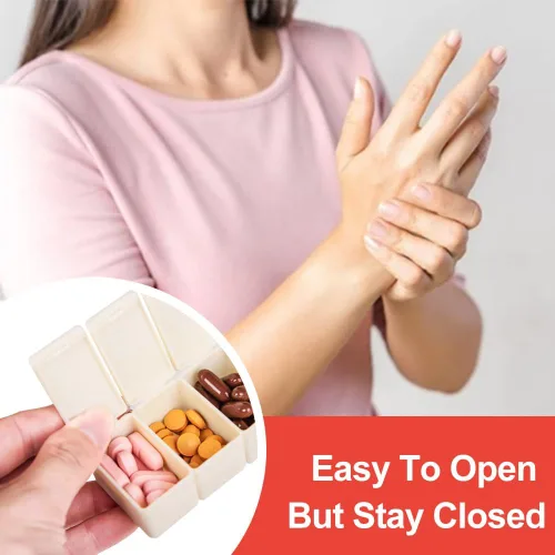 Vista 3 de Paquete de 2 pastilleros semanales, extra grande para 7 días, lindos pastilleros de viaje diario, pastillero para vitaminas, medicina, aceite