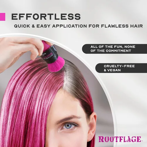 Vista 3 de Rootflage Tinte temporal para el cabello de color rosa, champú en polvo de color rosa, funciona en cabello oscuro (01 Pink Parade) 0.31 onzas