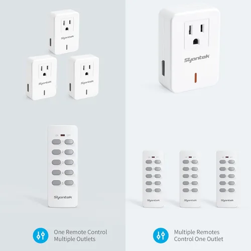 Vista 5 de Toma de Corriente con Control Remoto Interruptor de Luz Inalámbrico para Electrodomésticos, Kit de Interruptor de Luz Remoto Expandible, Alcance
