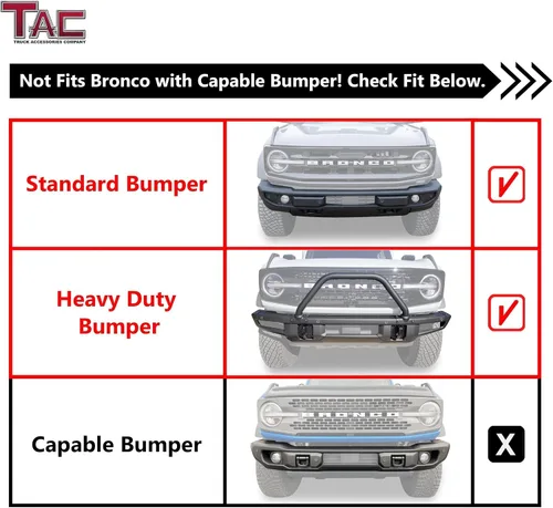 Vista 3 de TAC Barra de Defensa 3" Textura Negra Compatible con Ford Bronco SUV 2021-2025, Parachoques Delantero, Protector de Parrilla, Protector de Cepillo