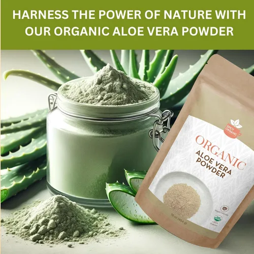 Vista 6 de Aloe Vera en polvo orgánico para piel y cabello – 16 onzas – Aloe Barbadensis – Mascarilla nutritiva para belleza natural, certificado por USDA