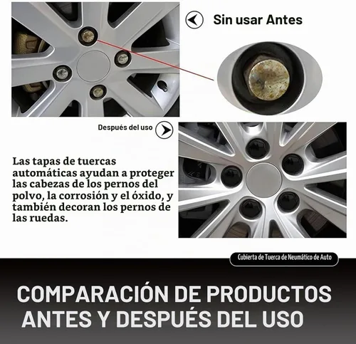 Vista 6 de 20 unidades de cubiertas para tuercas de rueda de coche, tapas hexagonales de 17 mm para pernos centrales, protector de cabeza de perno de cubo