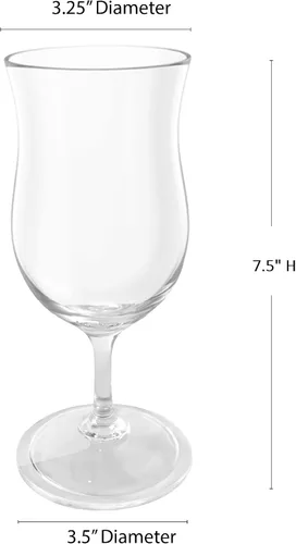 Vista 5 de Lily's Home Vasos de plástico irrompibles para huracanes. Vasos de cóctel con tallo hechos de plástico inastillable e ideales para piña colada