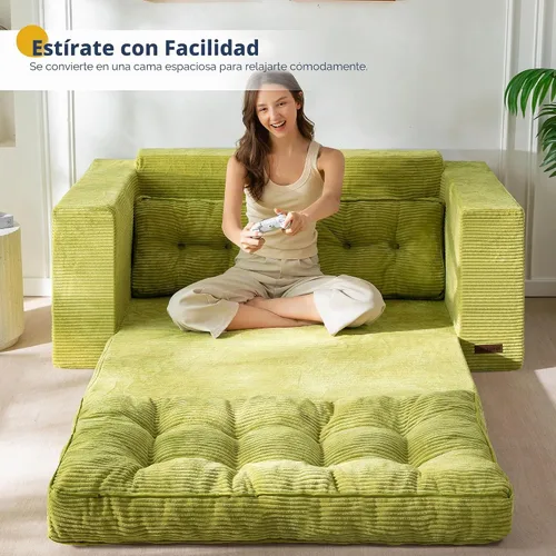 Vista 4 de MAXYOYO - Sofá cama convertible, sofá cama extraíble, sofá cama plegable 2 en 1, sofá cama de suelo desplegable con almohadas para sala de estar