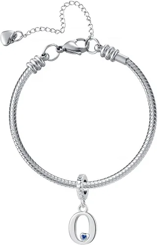 Vista 3 de QeenseKc Lucky Number 0-9 - Abalorio con forma de corazón con circonita cúbica, regalo de graduación para pulsera Pandora
